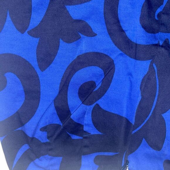 J. Crew Factory Navy & Cerulean Damask Mini Skirt‎ - Size 0 - Picture 3 of 9